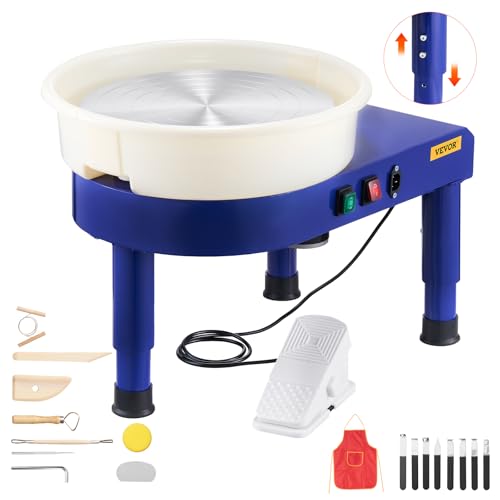 VEVOR 14in Pottery Wheel for Adults Beginners, 0-6in Height-Adjustable, 450W Pottery Forming Machine 60-300RPM Electric Ceramic Wheel, Blue - color: Blue