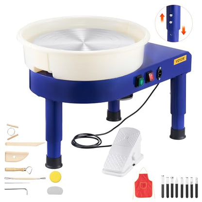 VEVOR 14in Pottery Wheel for Adults Beginners, 0-6in Height-Adjustable, 450W Pottery Forming Machine 60-300RPM Electric Ceramic Wheel, Blue - color: Blue