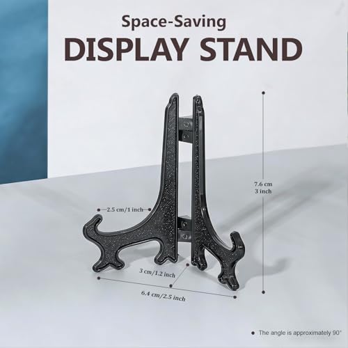 Artliving 3 Inch Black 12pcs/Set Plastic Easels Plate Display Stands Picture Frame Stand Holder - color: Black, size: 3 inch (12 pack)