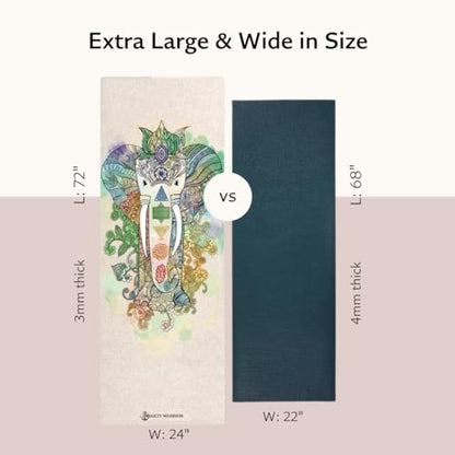 Shakti Warrior Pro Hemp Mat, Non Slip, 72 x 24 Inch, 3mm Thick - color: Elephant