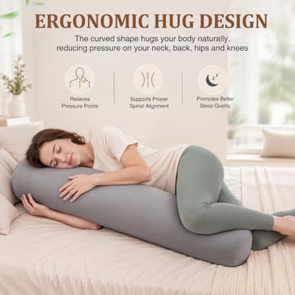 41 x 10 Inch Body Pillow for Adults, Weighted Cylindrical Long Round Pillow, Large Washable Full Bolster Pillows Soft Cover for Side Sleepers Sleeping Bedroom, Living Room