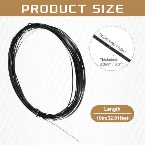uxcell 1mm Aluminum Craft Flat Wire,33Ft 0.3mm Thickness Bendable Metal Floral Jewelry Beading Armature Wire for Sculpting Armature DIY Jewelry Making, Black - color: Black, size: 33Ft