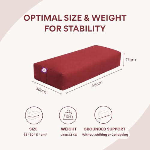 Rectangular Cotton Yoga Bolster, Yoga Pillow, Yoga Cushion, Yin yoga Bolster, Iyengar yoga bolster - color: Maroon
