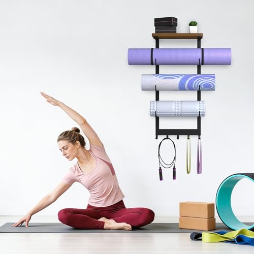 Home Gym Storage Rack for Yoga Mat Holder Wall Mount