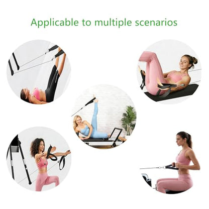 Pilates Double Loop Straps with Extra Padding, Adjustable D Ring Reformer Straps for Home Gym, Yoga Stretching, Core Strength Training