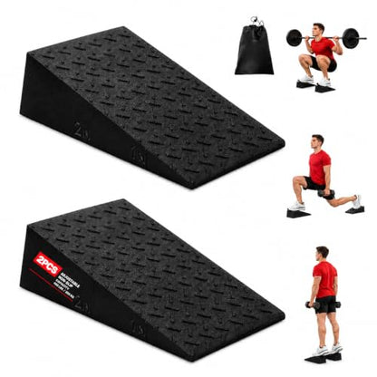 2 Pack Squat Wedge Block Set for Squats, Heel Elevated Squat Wedge for Improved Depth & Mobility, Non-Slip Workout Wedges for Weightlifting, Calf Stretching, Ankle Mobility & Home Gym Training