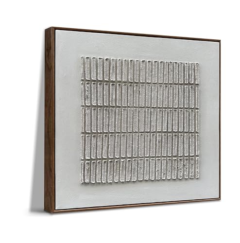 NANKAI Art Hand-drawn abstract painting in modern minimalist style, featuring white and brown texture art, in a modern minimalist style for home wall decoration. Size: 24x24 inches. - color: NKHB392