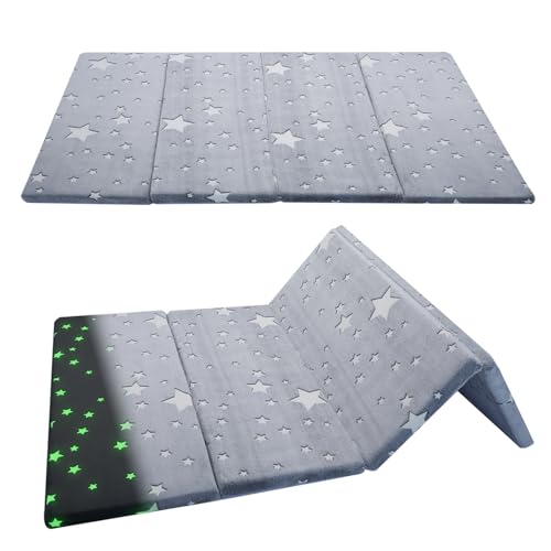 MeMoreCool Kids Floor Mattress, 48x72 Inch Foldable Play Mat, Grey Star | Grey star 4x6 ft foam tatami futon mat - color: Grey Star
