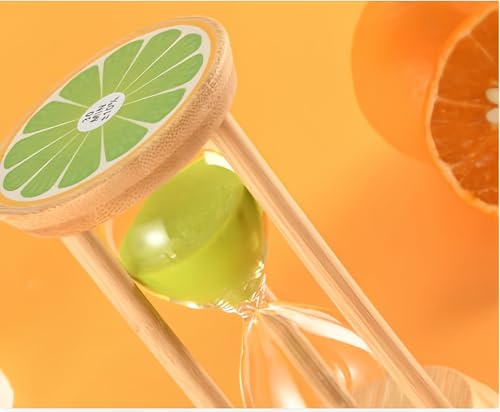 Mini Wooden Sand Timers,100% Bamboo Hourglass Watch 2Min Fruit Sandglass Timer for Toothbrush Timer Games Classroom Home Office Cooking(Lemon+Green+2Min) - color: Lemon+green, size: 2Min