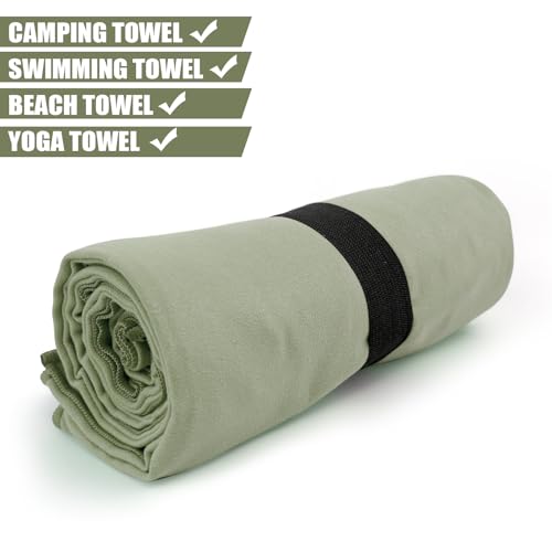 Camping Towel L Size Quick Dry Microfiber Lightweight for Beach Swimming Pool Travel Body Yoga Mat Towels (Army Green, 1 Pack L) - color: Army Green, size: 1 Pack L