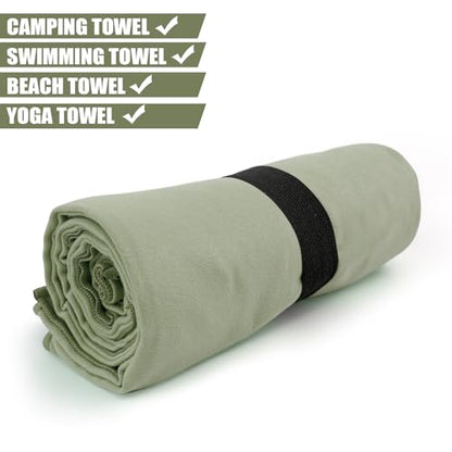 Camping Towel L Size Quick Dry Microfiber Lightweight for Beach Swimming Pool Travel Body Yoga Mat Towels (Army Green, 1 Pack L) - color: Army Green, size: 1 Pack L