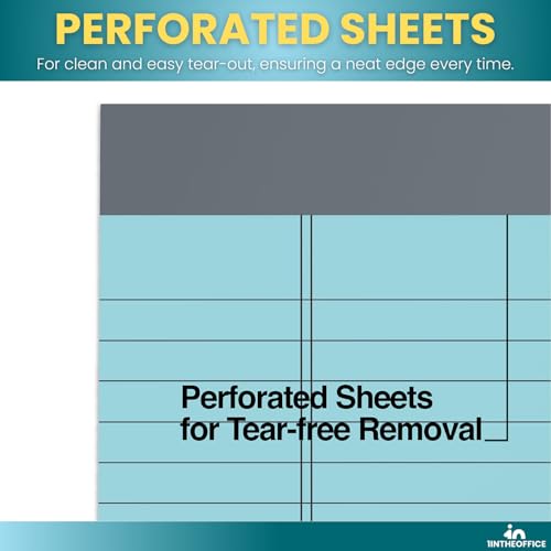 1InTheOffice Legal Pads 5x8, Writing Pads, Jr Legal Pads, Narrow Ruled, Pastel, 50 Sheets/Pad, 6 Pack