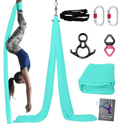 PRIOR FITNESS Aerial Silks Kit, SGS&CE Certified, 9/15/20Yards - color: Light Green, size: L(20 Yards)