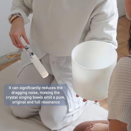 Singing Bowl Mallet Clear Acrylic Base Silicone Rubber Striker Mallet for Playing Quartz Crystal Singing Bowl with Bundle Pocket(Floral) - color: Clear