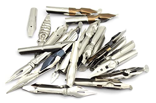Gullor A Bunch of Nibs for Comic Dip Pen, Assorted Calligraphy Dip Pen Nibs, Various Sizes and Shapes, 18 Nibs in Box - style: 18 Pieces