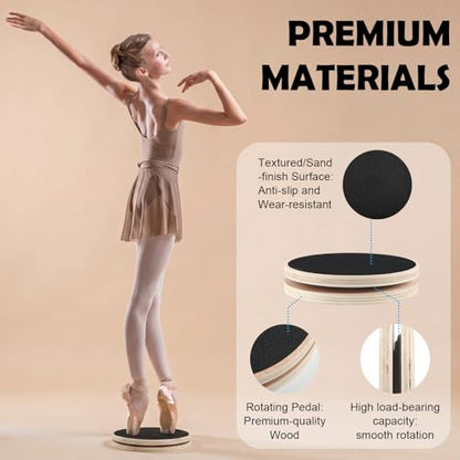 Wooden Figure Skating Spinner Board, 8 Inch Non Slip Ice Skate Pirouette Turning Board for Off Ice Spin Practice, Ballet, Gymnast, Cheerleader Balance Training Spin Disc