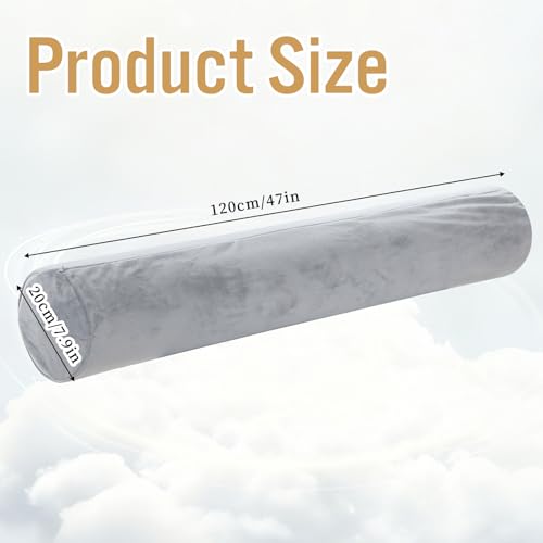 Round Body Pillow Cover, 7.9 x 47Inch/20 x 120cm Round Bolster Roll Body Pillowcase, Full Body Pillowcase with Zipper for Bedroom, Living Room (Only Pillow Covers, No Filler, Gray)