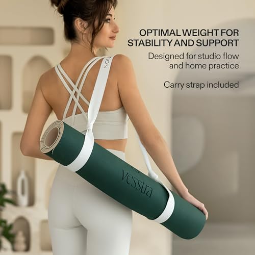 Premium Yoga Mat – Sweat-Activated Non-Slip PU Grip I Natural Rubber Base I 4mm for Yoga, Pilates & Workouts - color: Dark Green