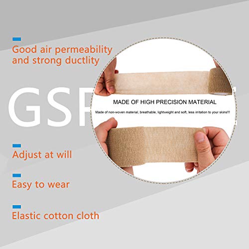 Self Adherent Cohesive Bandages Wrap 6 Count 2" x 5 Yards, Medical Tape, Adhesive Flexible Breathable First Aid Non Woven Rolls, Stretch Athletic, Ankle Sprains & Swelling, Sports - color: Beige, size: 6 Count (Pack of 1)