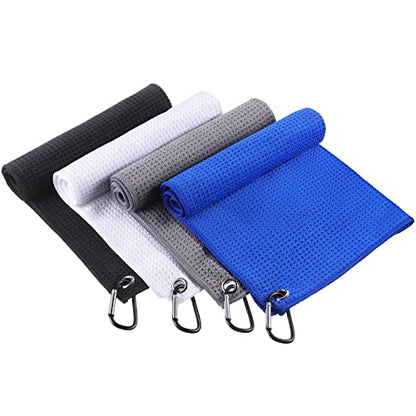 Remagr 4 Pack Golf Towel Microfiber - color: Black, White, Gray, Blue