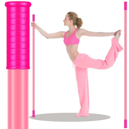 5ft Yoga Stick from Natural Bamboo with Non-Slip Handle-Stretching Stick for Mobility, Flexibility,Exercise,Workout, Physical Therapy,Pilates,Balance Fitness-Access Online Video Guide Without Any Info - color: All Pink 5ft