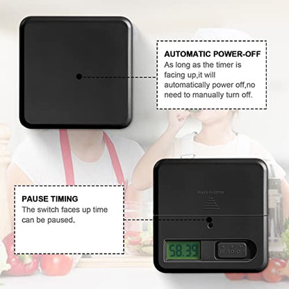 Weewooday Cube Timer, Gravity Sensor Flip Timer for ADHD, Black - color: Black