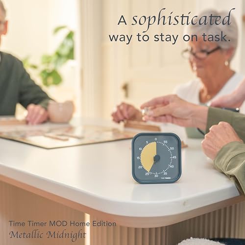 Time Timer MOD - Home Edition - Individual Sized 60 Minute Visual Countdown Timer for ADHD, Adults, Students, and Pomodoro with Silent Operation (Metallic Midnight) - color: Midnight