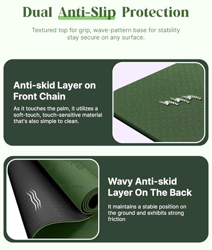 ROMIX Pro Yoga Mat With Alignment Lines, 6Mm Thick Non-Slip Exercise Mat | 72 x 24 In TPE Large Pilates Mat For Home Workout, Stretching, Training, Meditation, Carry Bag Included For Women And Men - color: Lime
