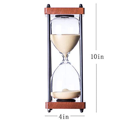 Large Hourglass Timer 60 Minute, Decorative Wooden Sandglass, Yellow - color: Yellow Sand