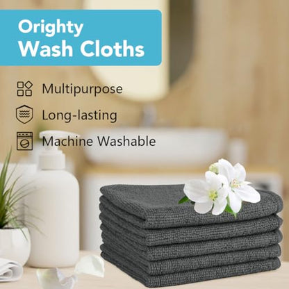 Orighty Washcloths Bulk, 200 Pack Microfiber Face Towels, 12x12 Inch Grey - color: Grey
