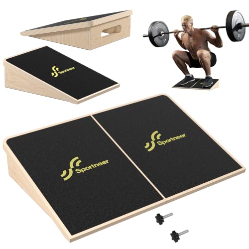 Sportneer Squat Wedge, 1200LB Wooden Heel Elevated Board for Squats - size: 15°