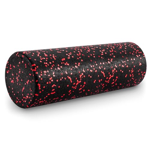 ProsourceFit High Density Foam Rollers 18 - inches long, Firm Full Body Athletic Massage Tool for Back Stretching, Yoga, Pilates, Post Workout Muscle Recuperation, Black/Red - color: Black/Red, size: 18"H x 6"D