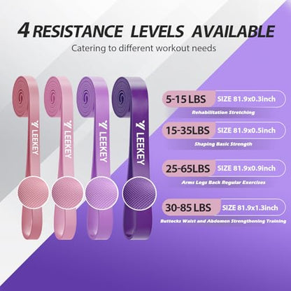 Resistance Bands for Pull Up Assist, Stretch Bands & Exercise Workout Set - color: 5-85LBS PINK PURPLE