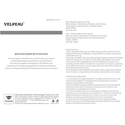 Velpeau Shoulder Abduction Sling with Two Removable Pillows, Shoulder Immobilizer Strap for Sleeping, Rotator Cuff Surgery, Medical Sling for Women & Men, Fits Left & Right Arm (L, Bust ﹥41″) - size: Large