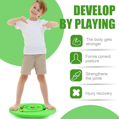 Seenelling Kids Maze Balance Board Sensory Training Toy, Green, Round - color: Green, style: Round