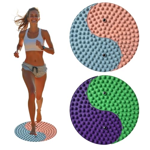 Foot Massage Mat 2 Pack, Tai ji Bagua Pattern, Small Size, Mixed Color | Magnetic Therapy, Custom Color Acupressure Reflexology, Daily Relaxation, Detachable Design Fits Yoga/Office/Home Use - color: Mixed Colors
