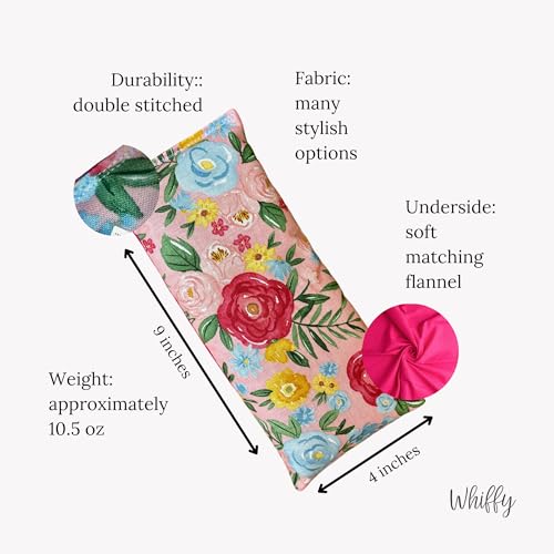 Lavender Eye Pillow, Microwave Heating Pad, Hot & Cold Pack, Aromatherapy Gift for Grandmother, Microwavable Flax Seed Bag, Scented or Unscented, 9" x 4" (White Foliage, Lavender & Chamomile) - color: White Foliage