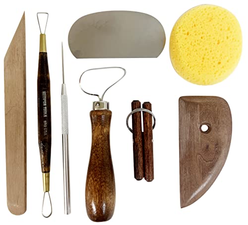 Potter's Tool Kit Has All The Essential Tools For Cleaning, Trimming And Shaping Your Pottery Creation | For Trimming - Shaping - Smoothing - Pottery and Ceramic Clay Surfaces