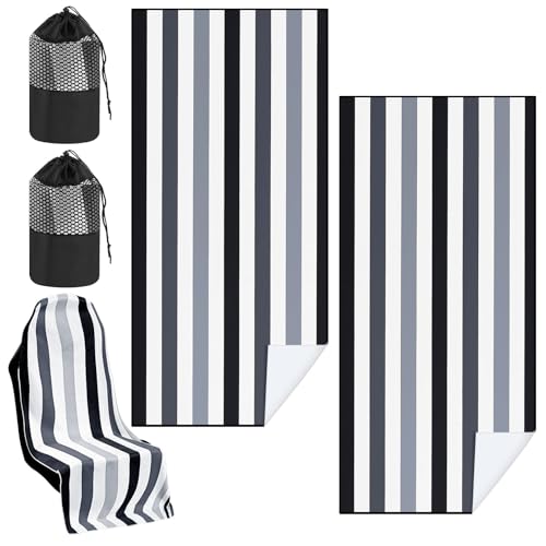 2 Pack Car Seat Towel Cover with Storage Bag, Black Vertical Stripes | 63 x 32 in Car Towel Seat Cover Non Slip Waterproof, Gym Workout Swimming Running, Machine Washable Sweat Absorbent Protector - style: Black Vertical Stripes