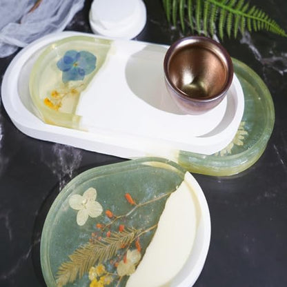 5 Pcs Oval Tray Resin Molds Set - 12'', 10'', 9'', 7'', 5.7'' Oval Tray Molds for Epoxy Resin, Jewelry Holder, Concrete, Gypsum - color: 5 pcs Oval Tray Resin Molds