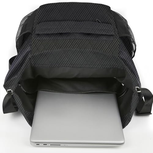 Waterproof Drawstring Backpack Sports Gym Sackpack with Mesh Pockets Water-Resistant String Cinch Beach Bag for Men Women - color: Solid - Black