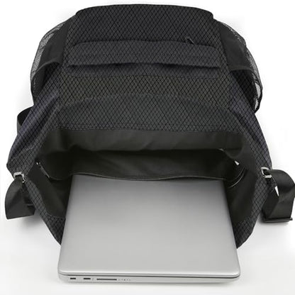 Waterproof Drawstring Backpack Sports Gym Sackpack with Mesh Pockets Water-Resistant String Cinch Beach Bag for Men Women - color: Solid - Black