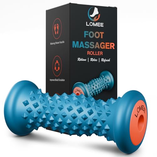 Foot Roller Massager for Plantar Fasciitis, Foot Arch and Heel Pain Relief | Deep Tissue Muscle Massage, Feet Ergonomic & Rounded Top Design - color: Cyan