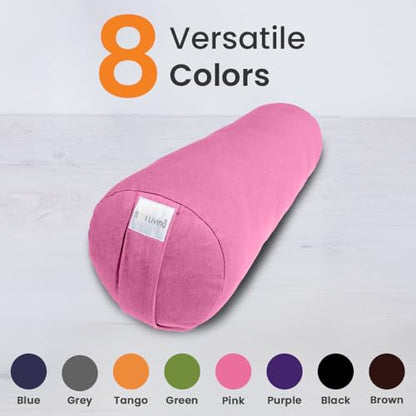 Pranayama Yoga Bolster Meditation Pillow - color: Pink, size: Cylindrical 26" x 8"