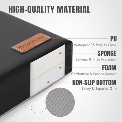 HappyPicnic Waterproof Garden Kneeling Pad, 2in Thick, Black, 1 Pack | Soft High-density Foam knee Support, with Handle, Easy to Clean, Non-slip, for Gardening, Yoga, Prayer, Housework, Exercise - color: Black