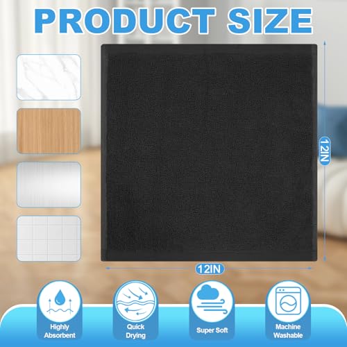 100% Cotton Washcloths Set, 12-Pack Wash Cloths,12x12 Inch Black - color: Black 12 Pack