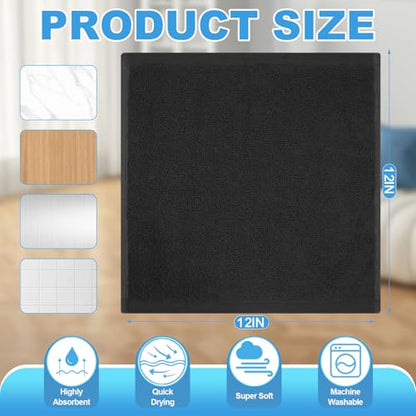 100% Cotton Washcloths Set, 12-Pack Wash Cloths,12x12 Inch Black - color: Black 12 Pack