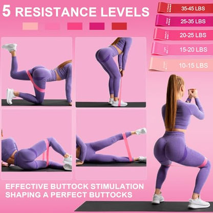 Pilates Ring Equipment Set, Home Pilates Kit for Women with 13’’ Magic Ring with Dual Padded Handles, Small Pilates Ball, 5 Resistance Bands & Complete Fitness Guide, Pilates Essential Accessories - color: 15pcs Pink
