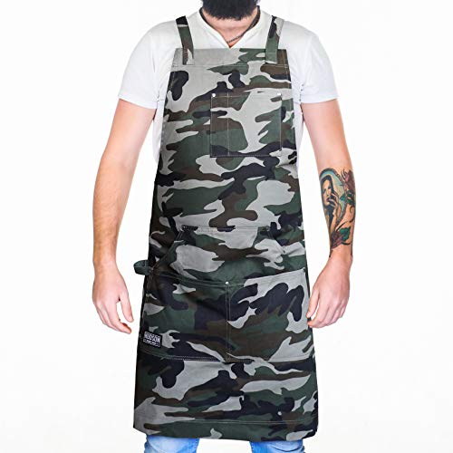 Hudson Durable Goods - Professional Grade Chef Apron for Kitchen, BBQ & Grill - color: Camouflage