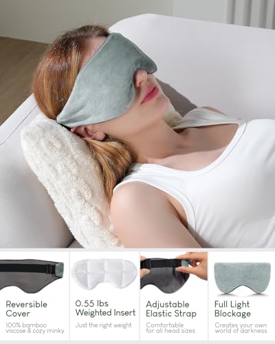 Sivio Weighted Eye Mask for Sleeping, Blackout Sleep Mask for Women & Men - color: Grey